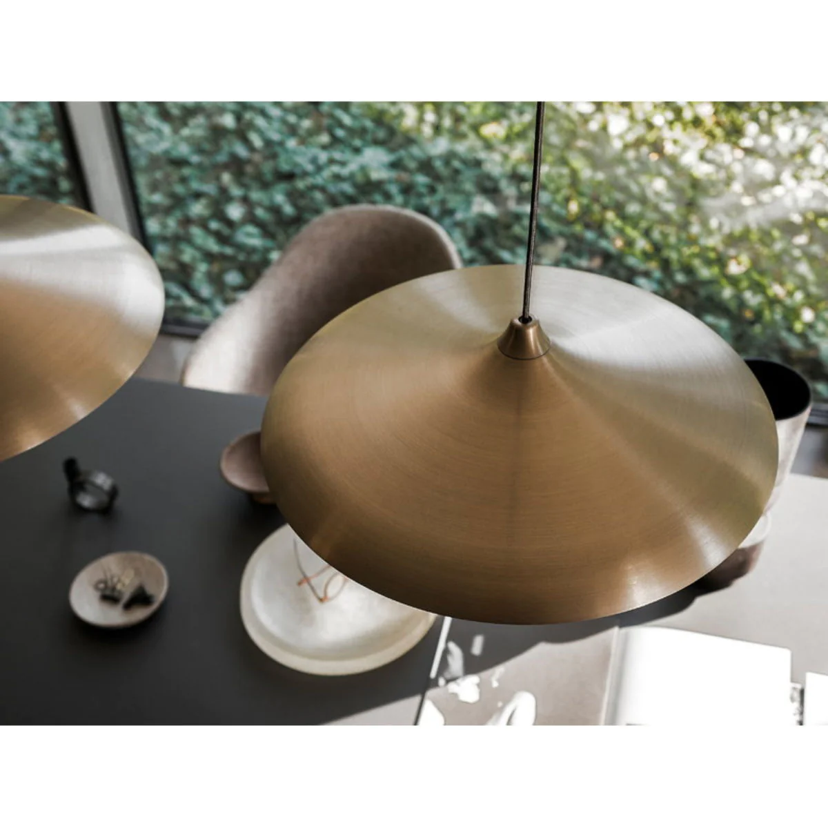 Circular Pendant, Brushed Bronze