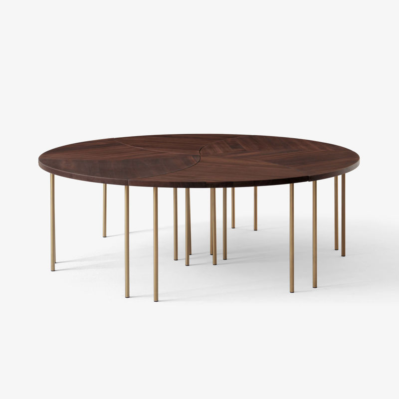 Pinwheel HM7, Walnut / Brass Legs