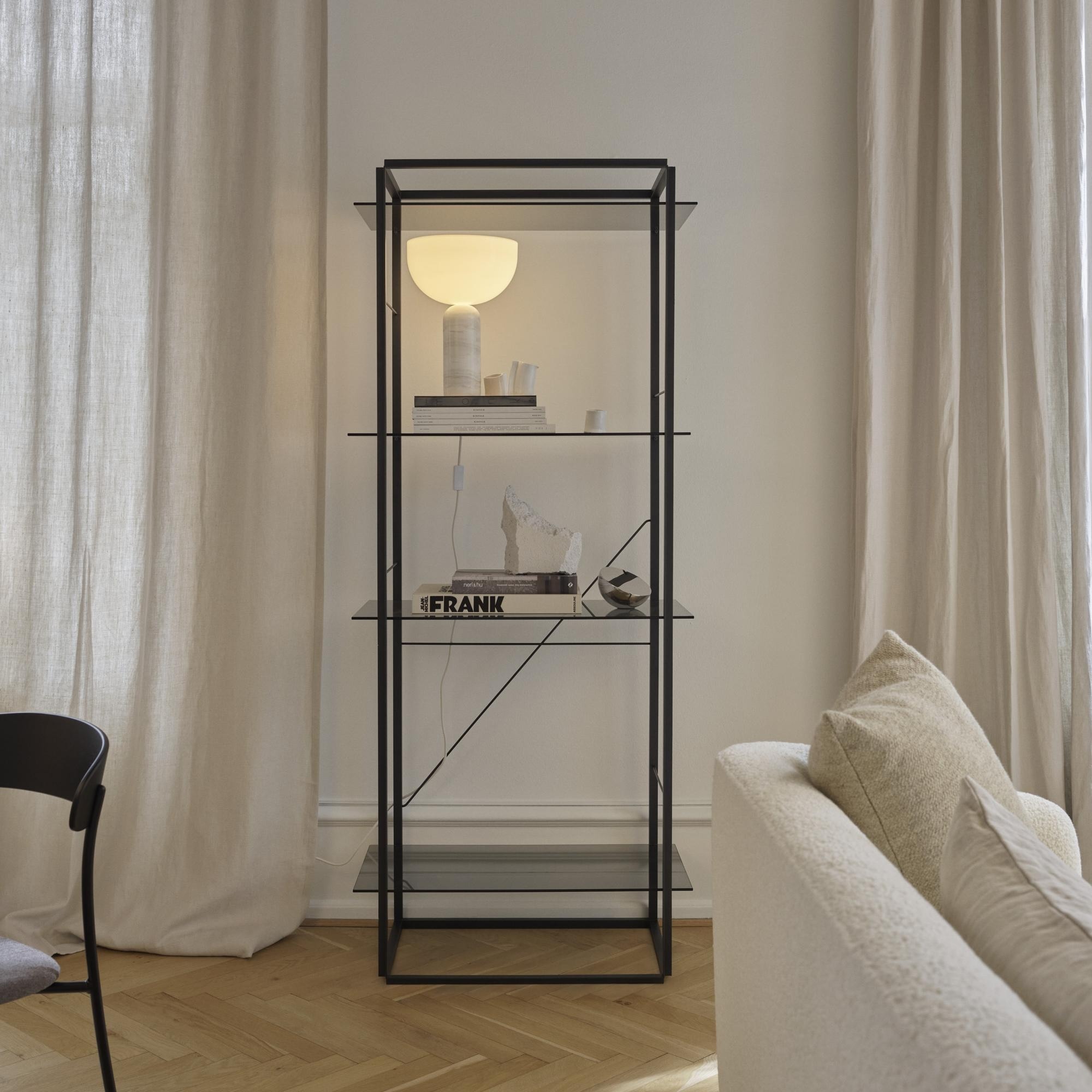Kizu Table Lamp, Small, White Marble with White Acrylic