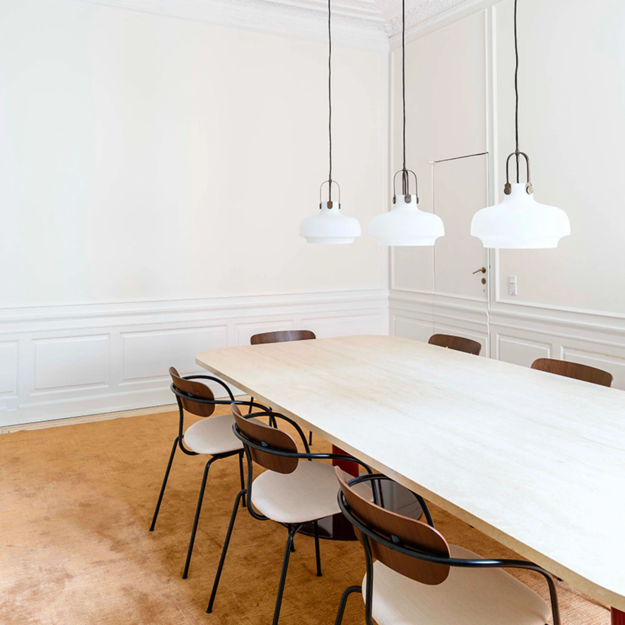 Copenhagen Pendant SC6, Satinized Opal Glass / Bronzed Brass