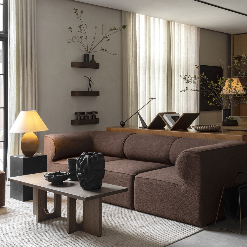 Eave Modular Sofa, 86, 3 Seater, Configuration 2, Earth