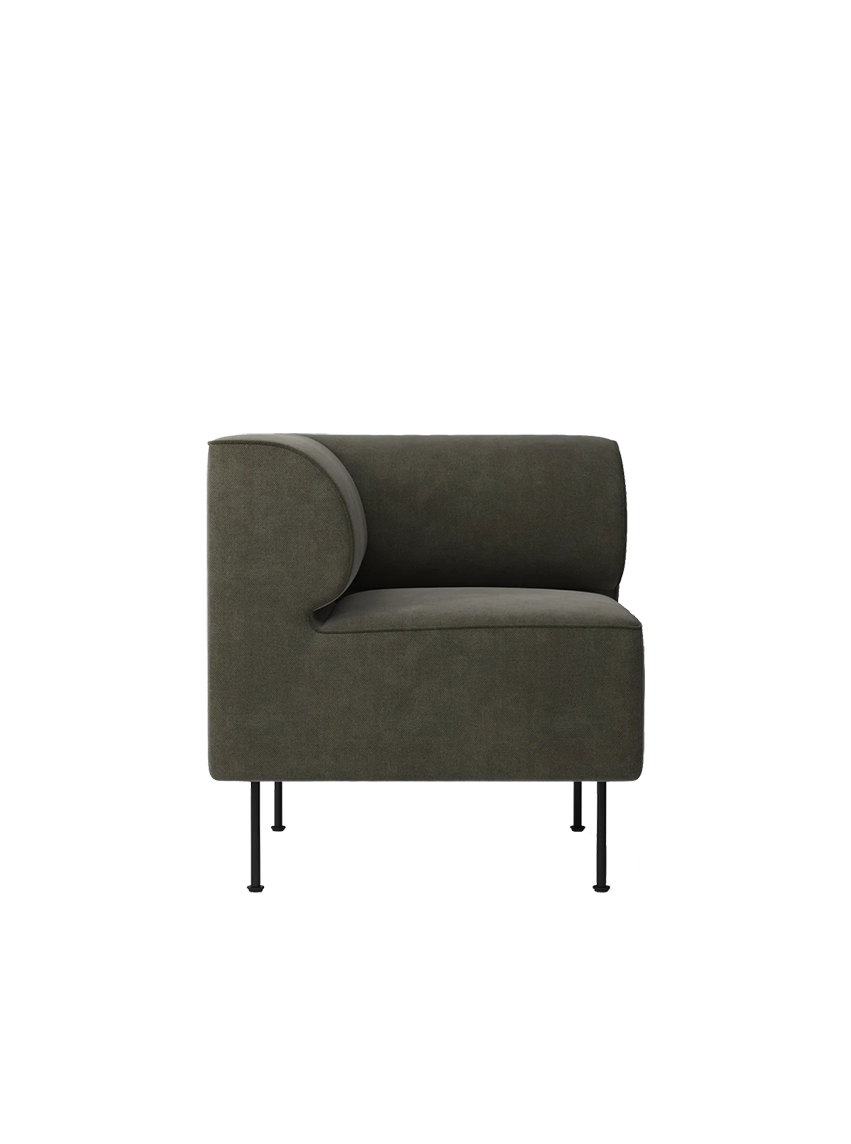 Eave Dining Left Corner, Black Steel Legs, Upholstered Fabric Group 2