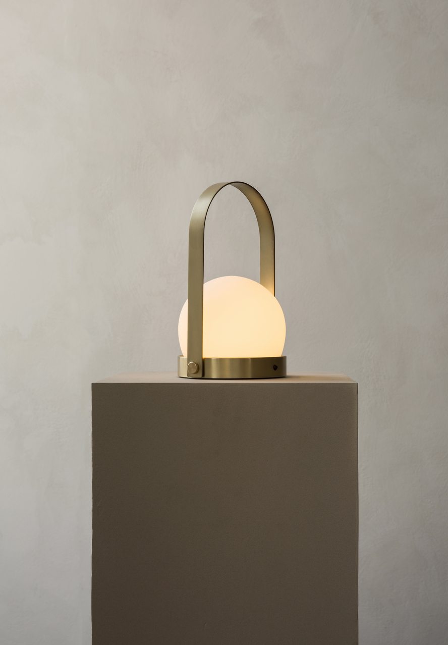 Carrie Table Lamp, Portable, Brushed Brass