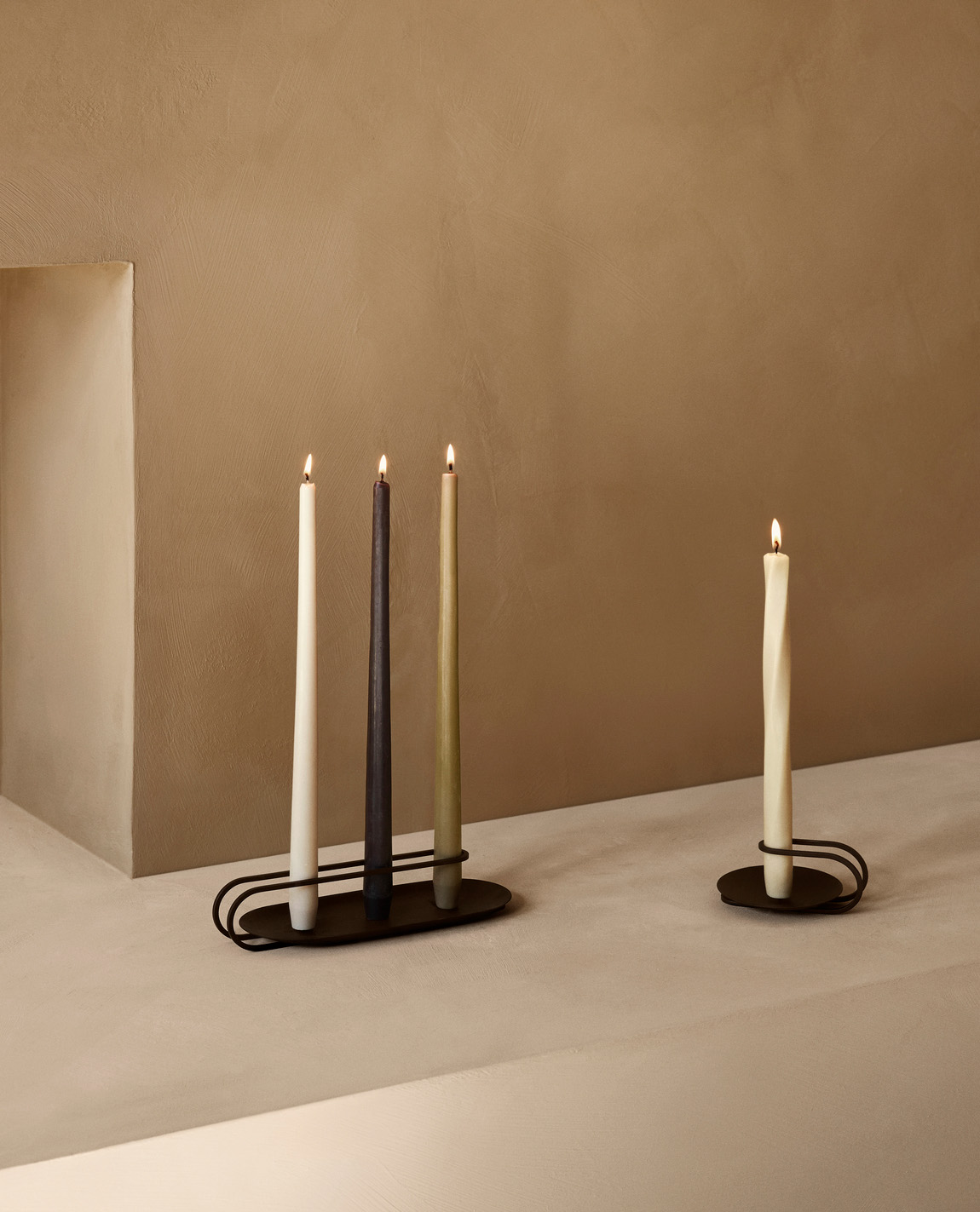 Spire Smooth Tapered Candle, H38, Neutral, Set of 6 pcs