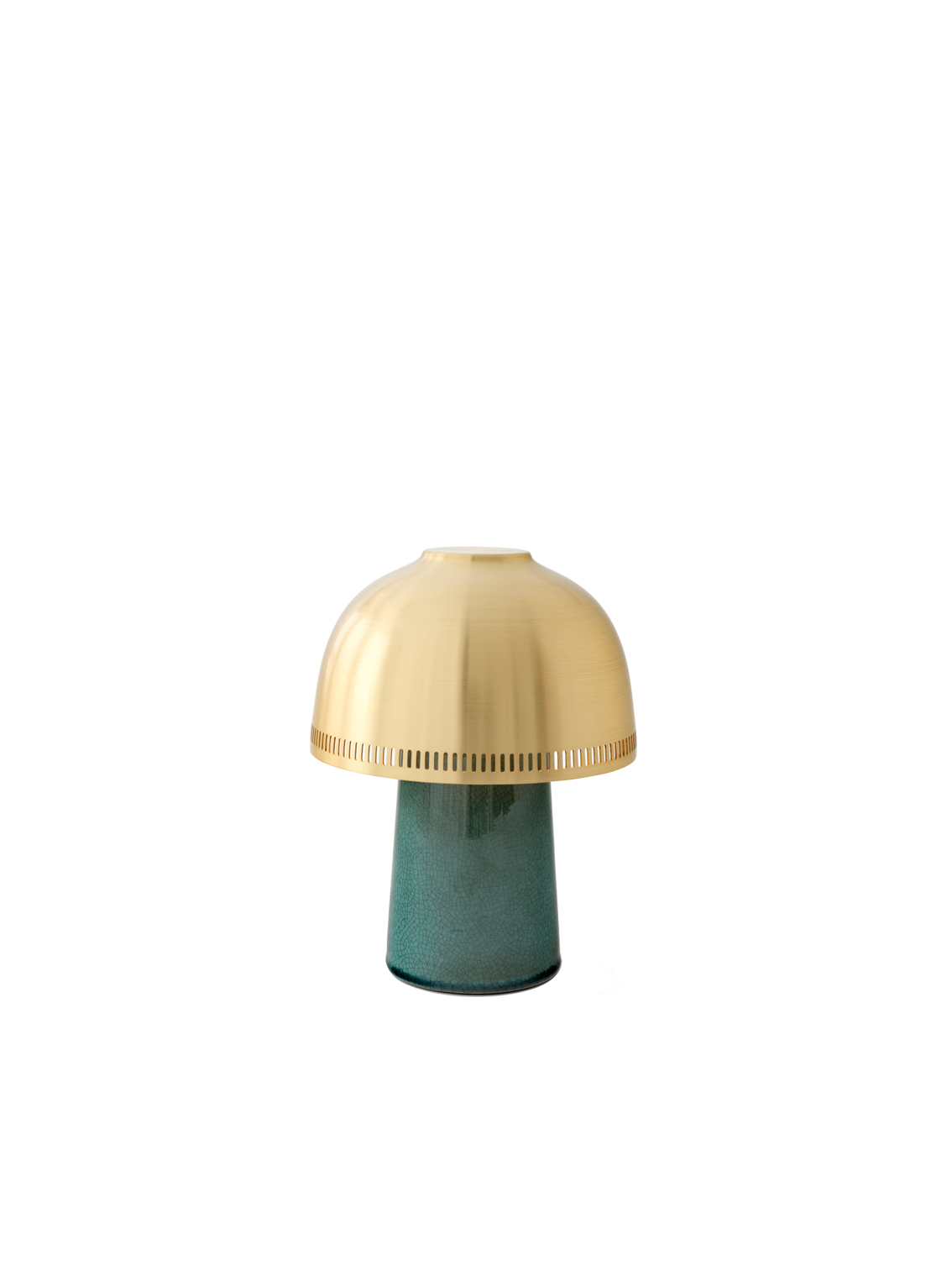 Raku Portable Lamp SH8, Blue Green & Brass