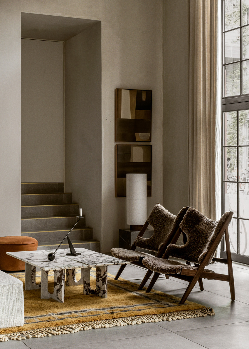 Androgyne Lounge Table, Calacatta Viola Base, Calacatta Viola Table Top