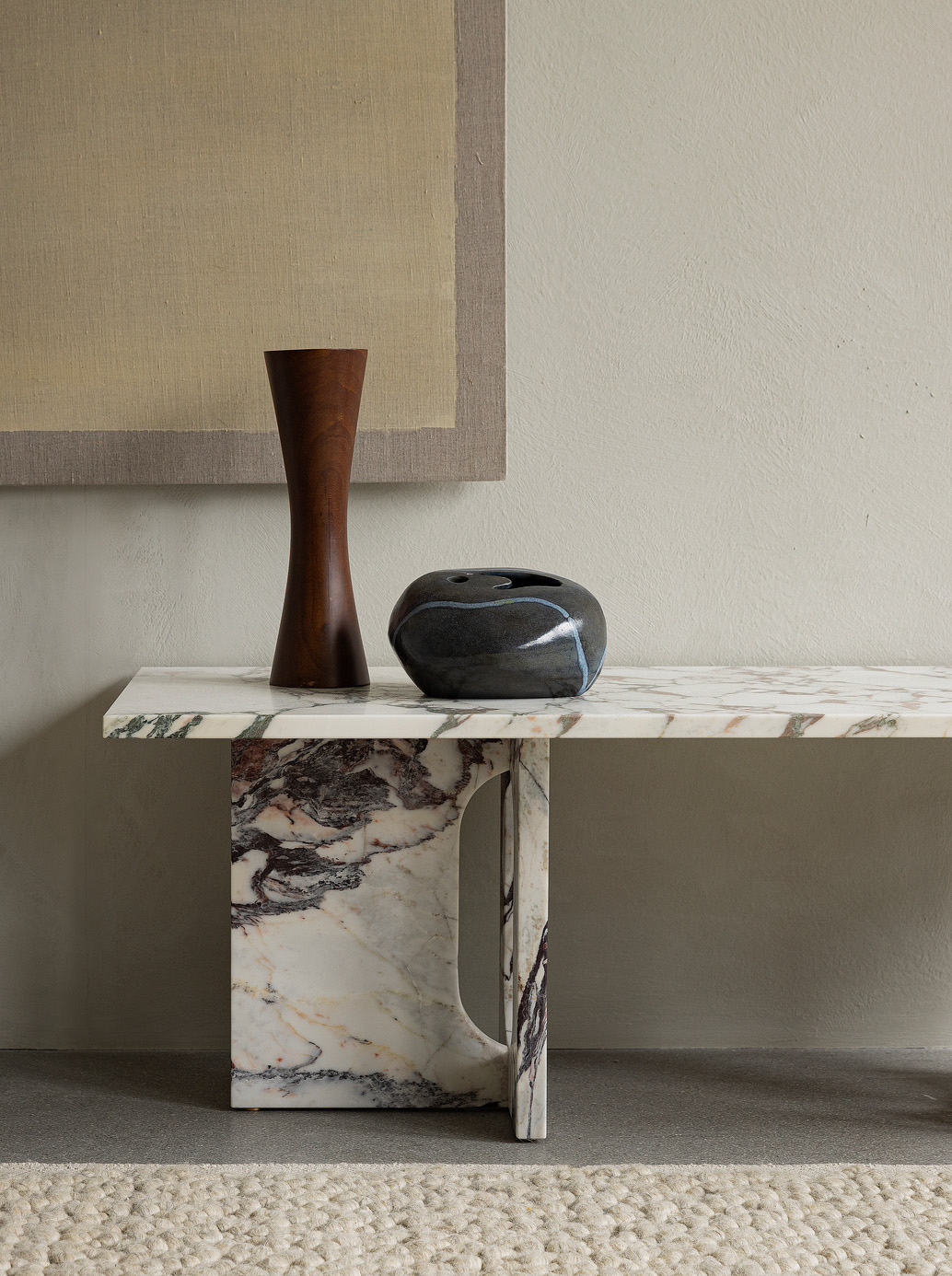 Androgyne Lounge Table, Calacatta Viola Base, Calacatta Viola Table Top