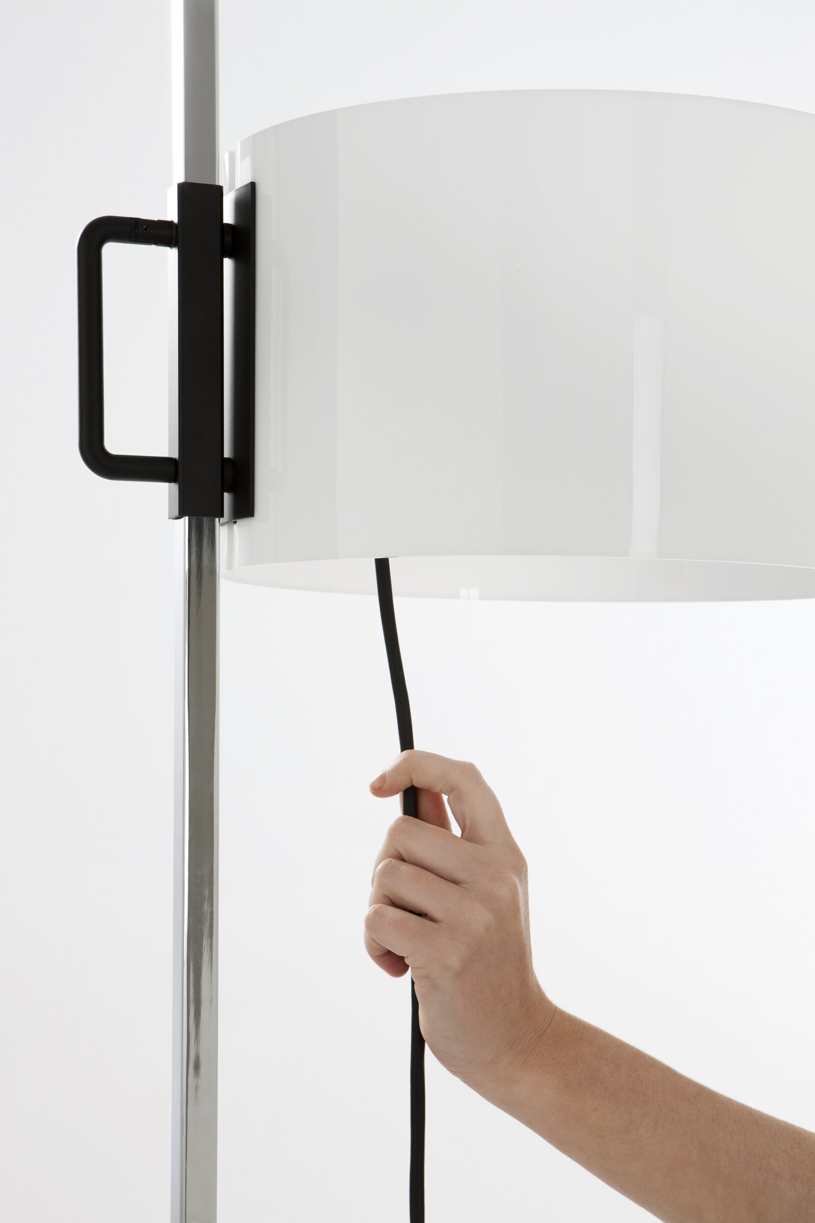 TMC Floor Lamp, Two-Part Metal Structure/White Methacrylate Lampshade
