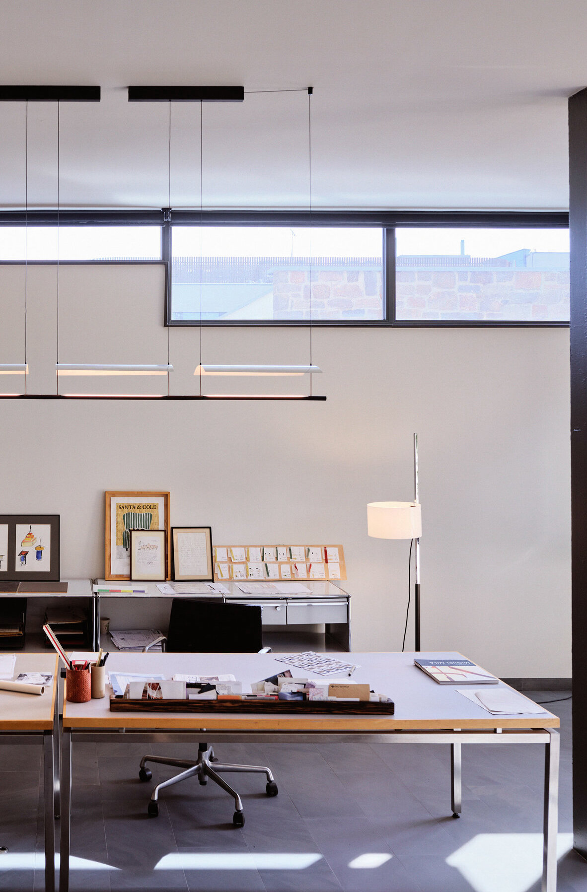 TMC Floor Lamp, Two-Part Metal Structure/White Methacrylate Lampshade