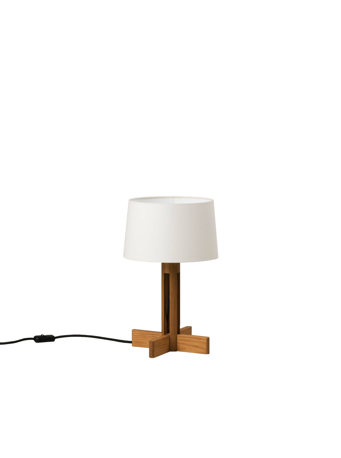 FAD Menor Table Lamp, Natural Oak Wood Structure/White Linen Lampshade