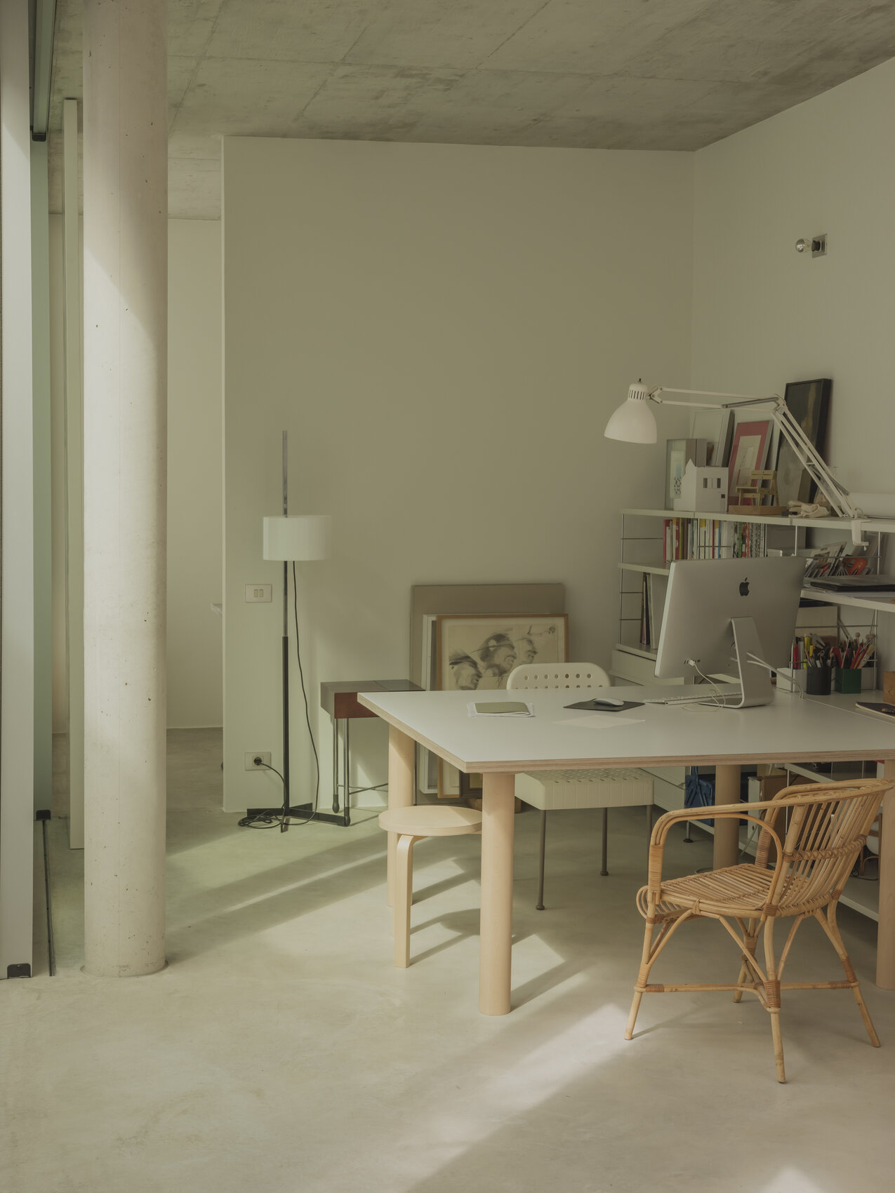 TMC Floor Lamp, Two-Part Metal Structure/White Methacrylate Lampshade