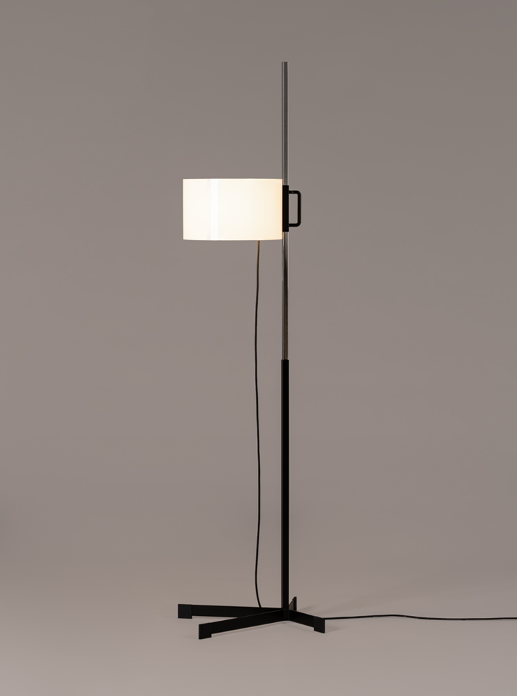 TMC Floor Lamp, Two-Part Metal Structure/White Methacrylate Lampshade