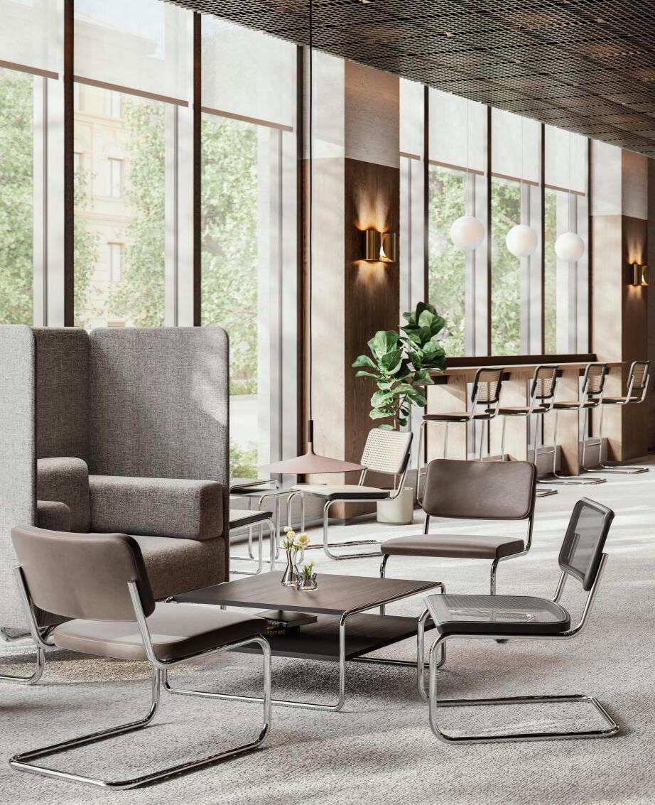 S32VL Lounge Chair, Chrome-plated Frames, Beech Stained Black Seat/Back