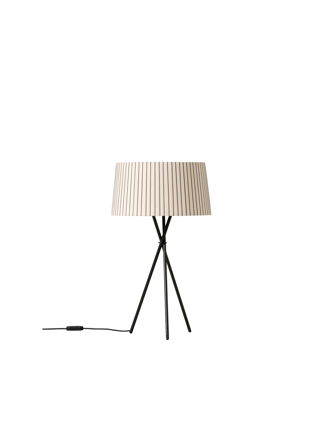 Tripode G6 Table Lamp, Black Metal Structure/Ribbon Lampshade