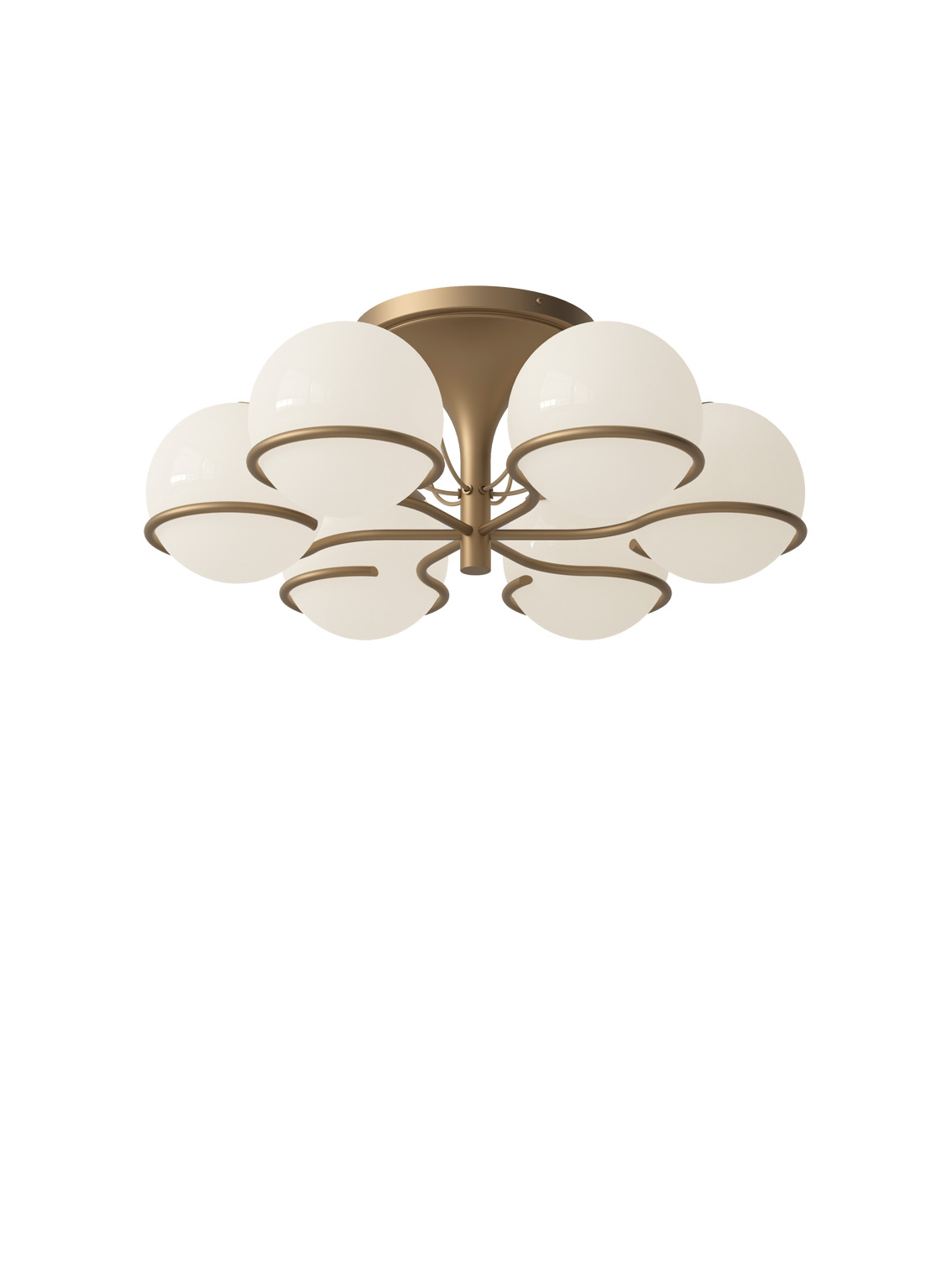 Model 2042/6 Pendant, 6 Opaline Spheres (20cm Diameter)