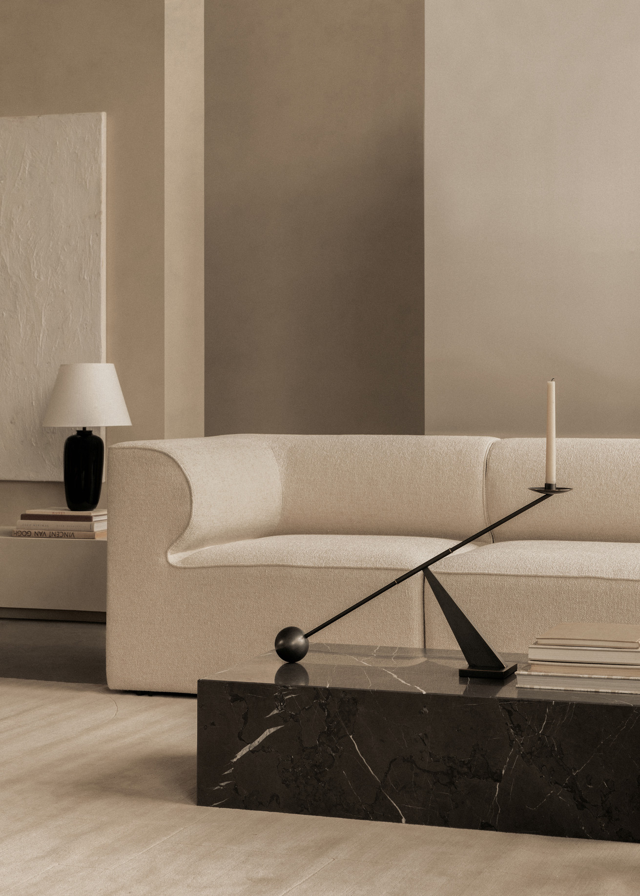 Interconnect Candle Holder, Bronzed Brass (W42.5, W70)