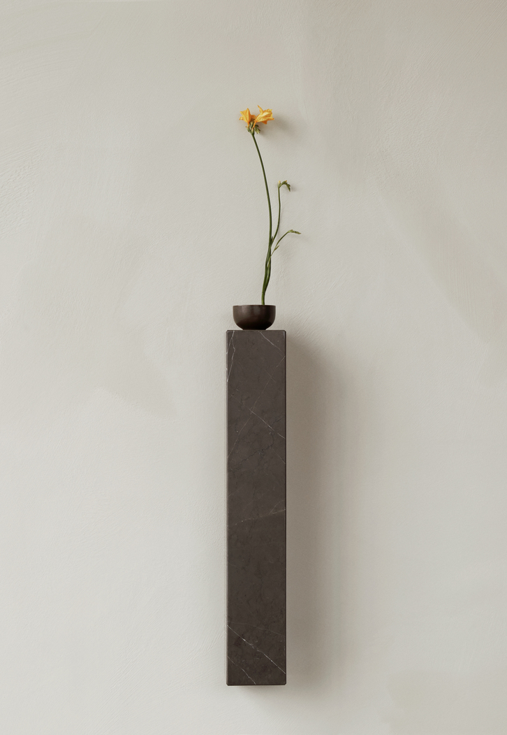 Plinth Shelf, Grey Kendzo Marble