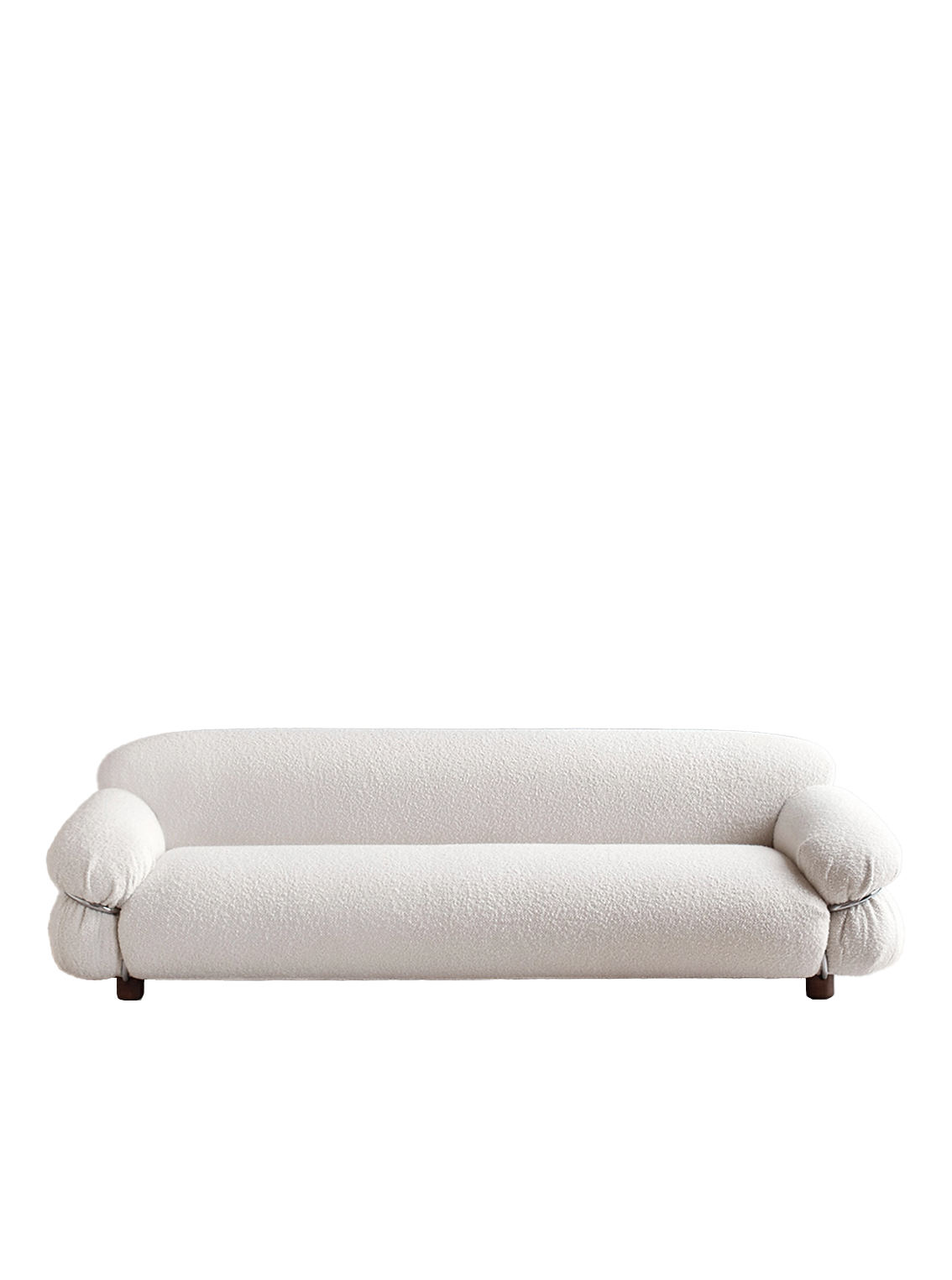 Sesann Sofa, 240cm, Chromed Metal Structure, Ricinus Boucle