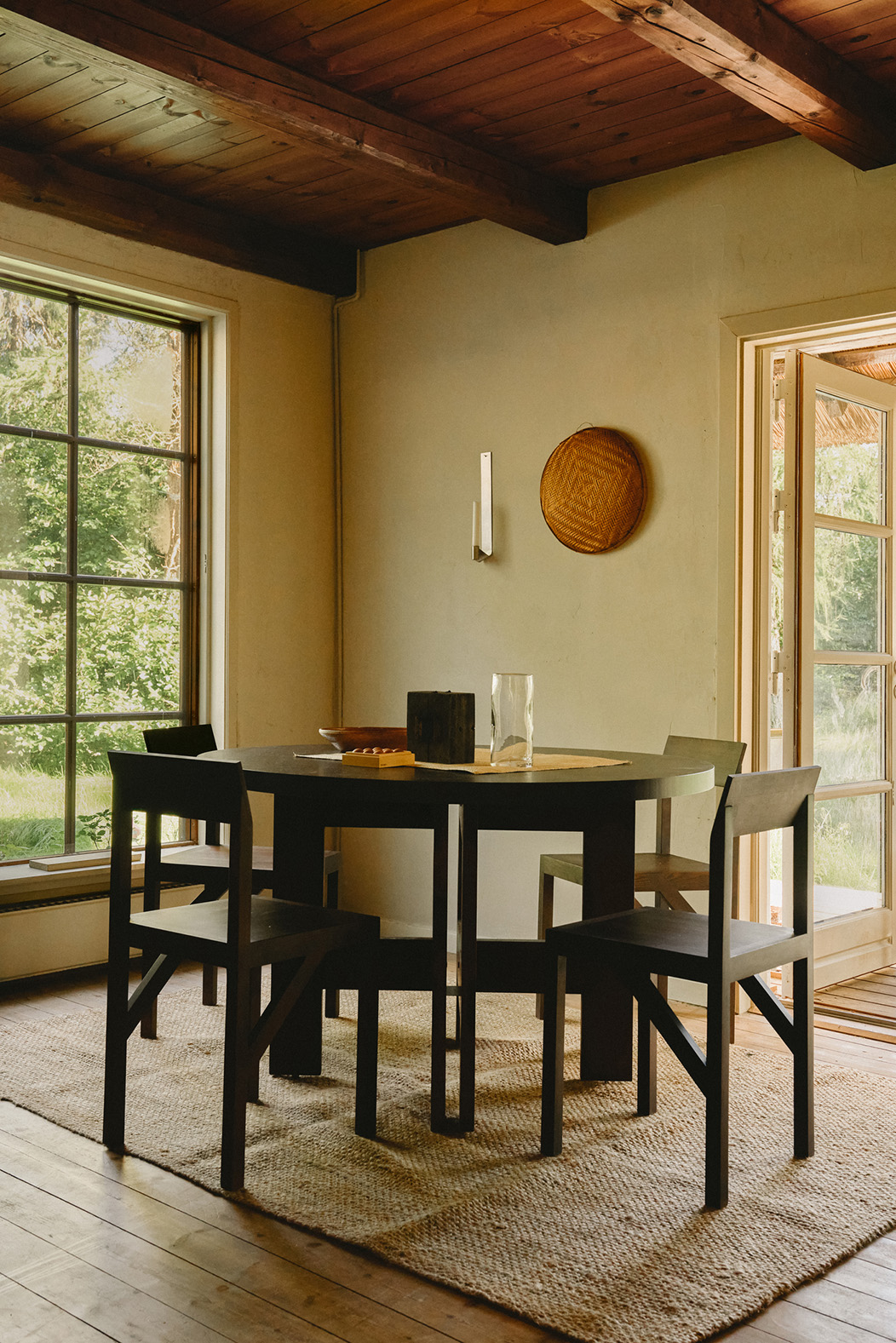 Farmhouse Trestle Table, Dia 120, Dark Oak
