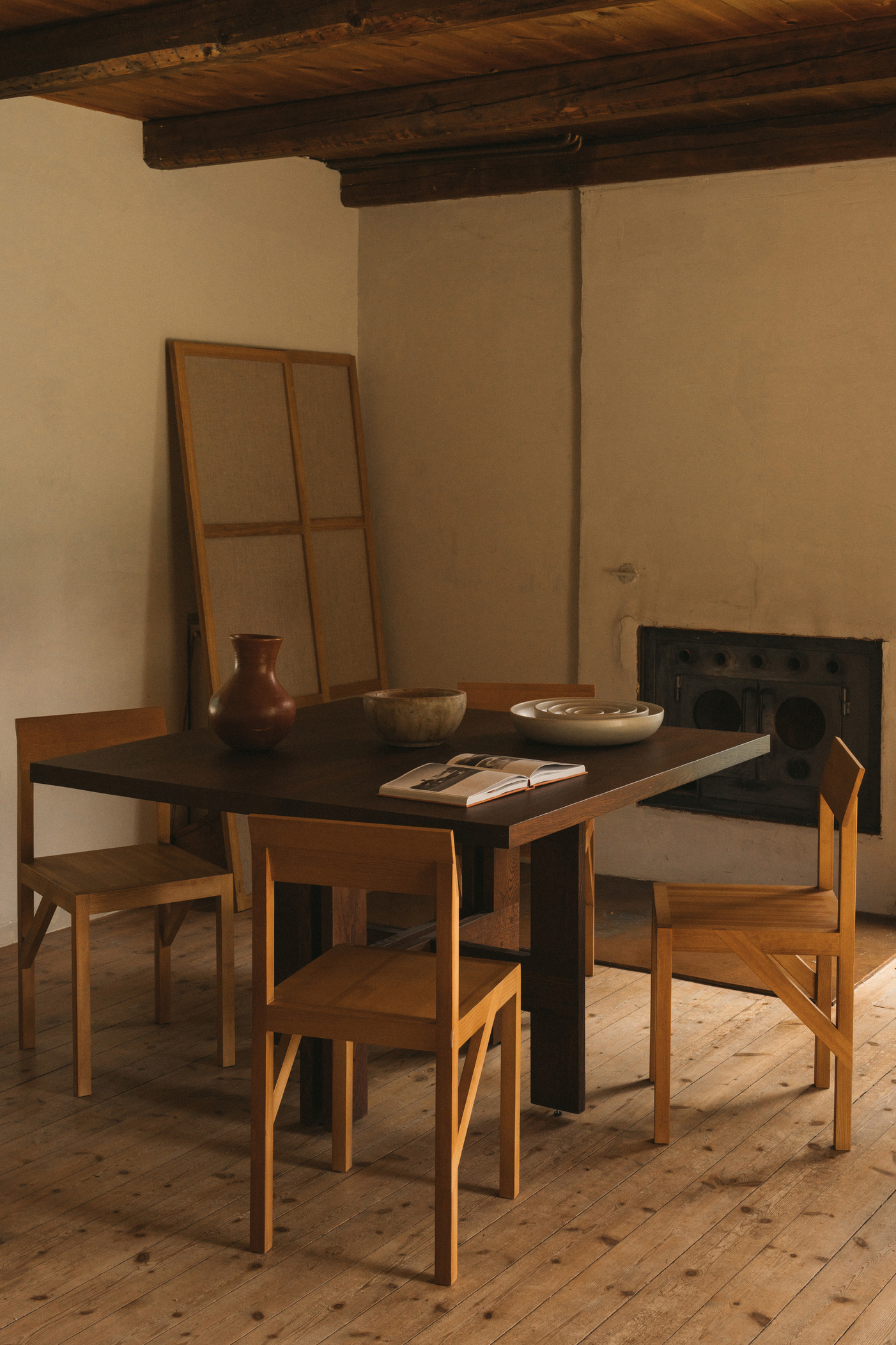 Farmhouse Trestle Table, Square, Dark Oak