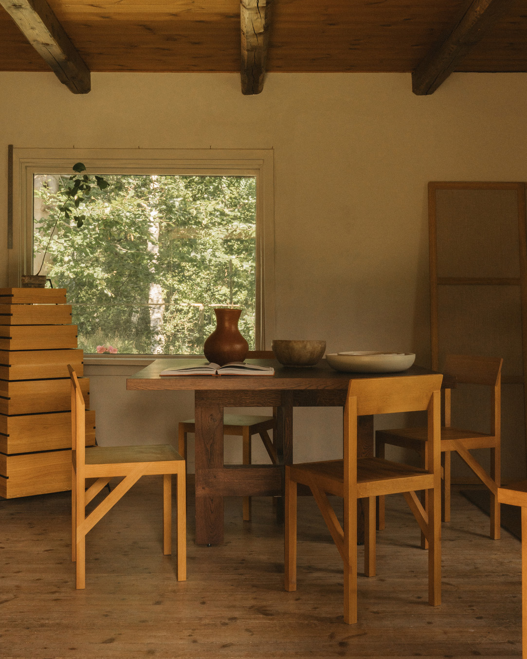 Farmhouse Trestle Table, Square, Dark Oak