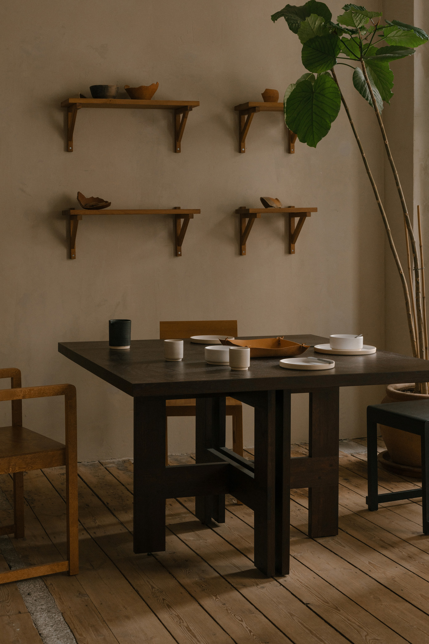 Farmhouse Trestle Table, Square, Dark Oak