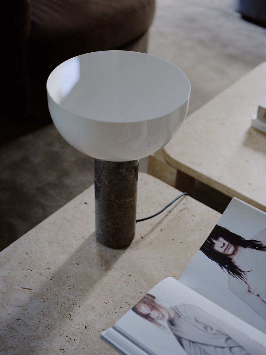 Kizu Table Lamp, Large, Black Marble with White Acrylic