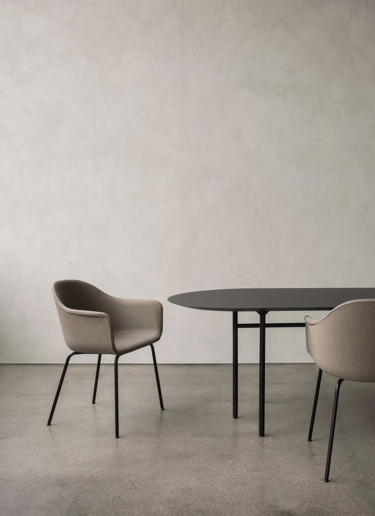 Harbour Dining Chair, Black Steel Base, Upholstered, Remix 233