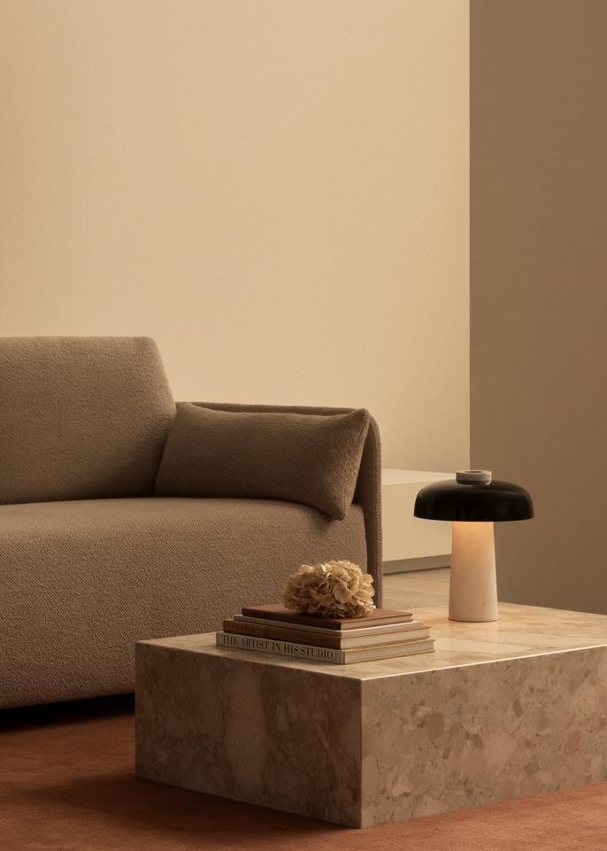 Reverse Table Lamp, Carrara Marble, Black