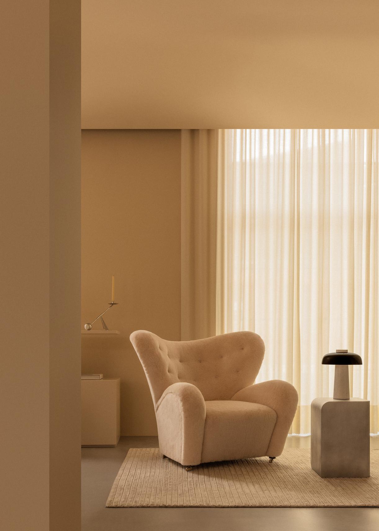 Reverse Table Lamp, Carrara Marble, Black