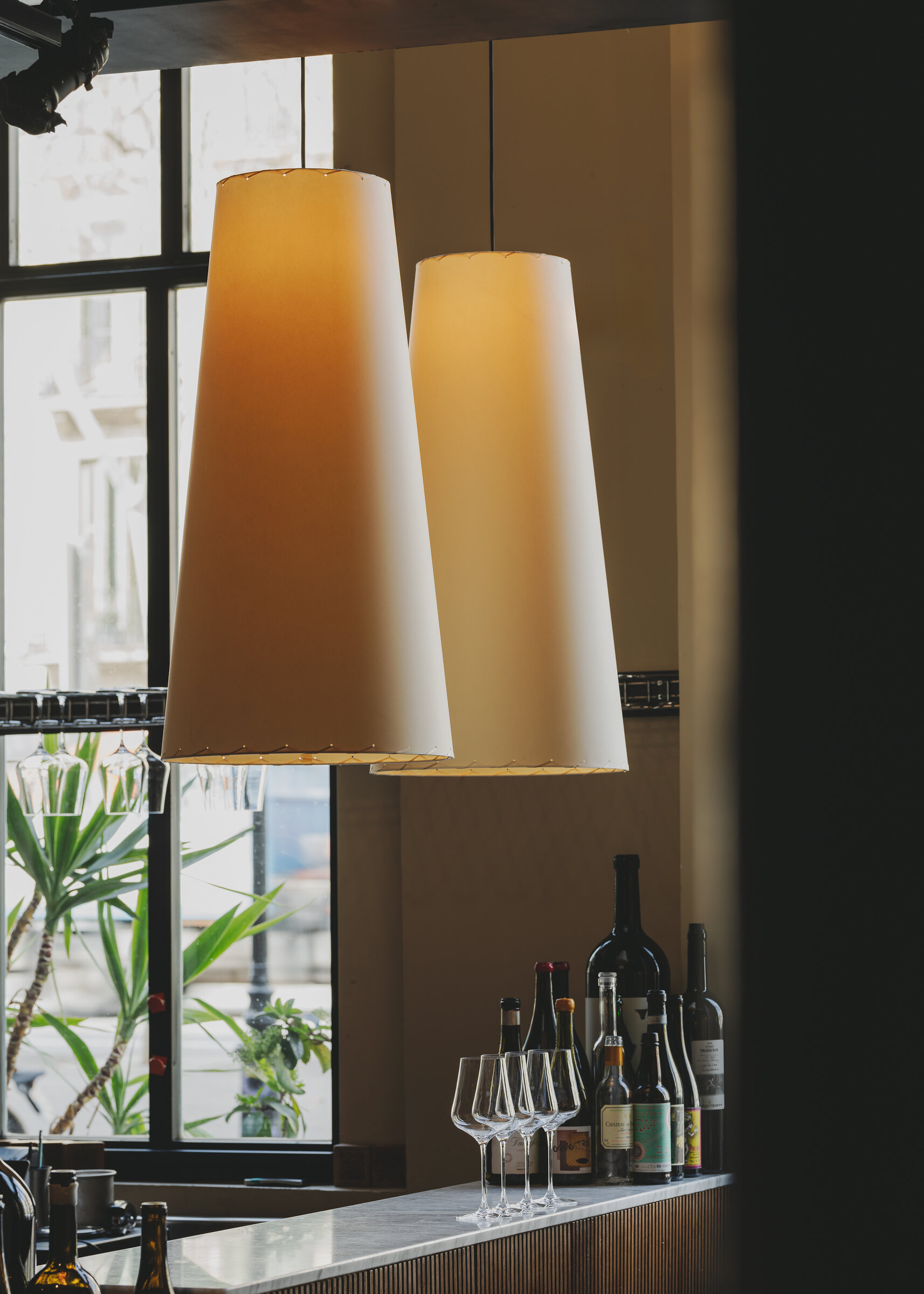 Sisisi Conicas Largas GT4 Pendant Lamp, Stitched Beige Parchment