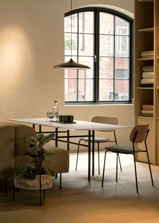 Co Dining Chair, Upholstered Seat, Black, Natural Oak Back, Hallingdal 65 0130