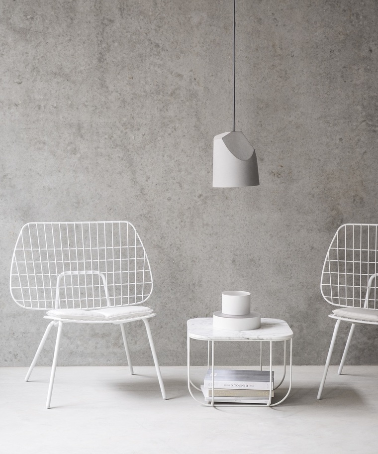 Cage Table, White Marble / White (Display)