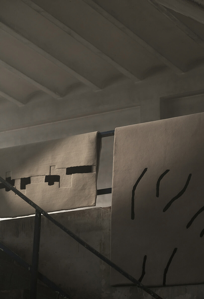 Chillida Rug, Gravitación Tinta 1991, 120x138 cm