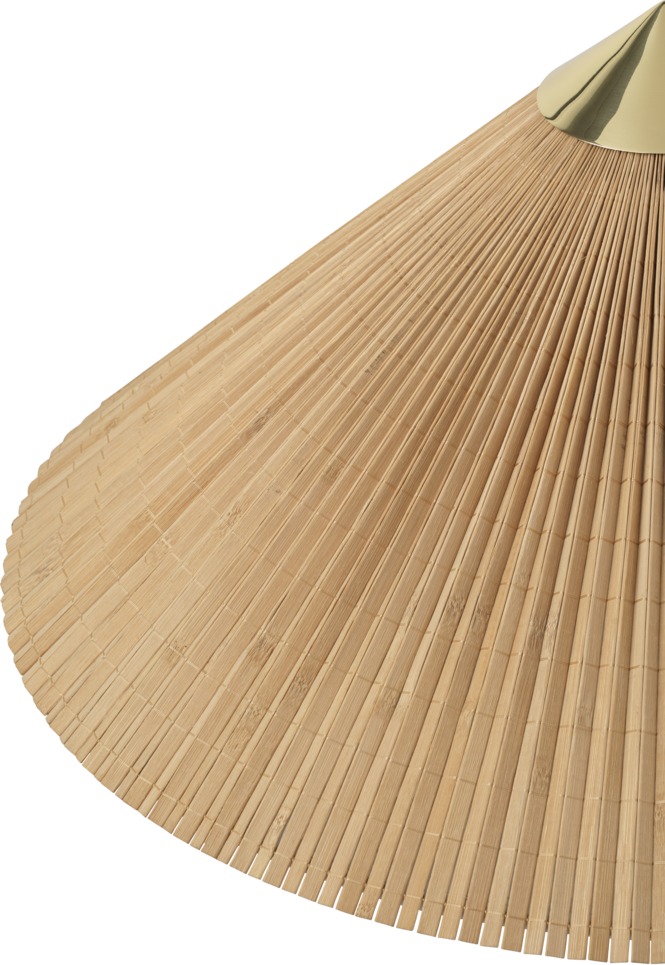 9602 Floor Lamp, Brass Base, Bamboo Shade