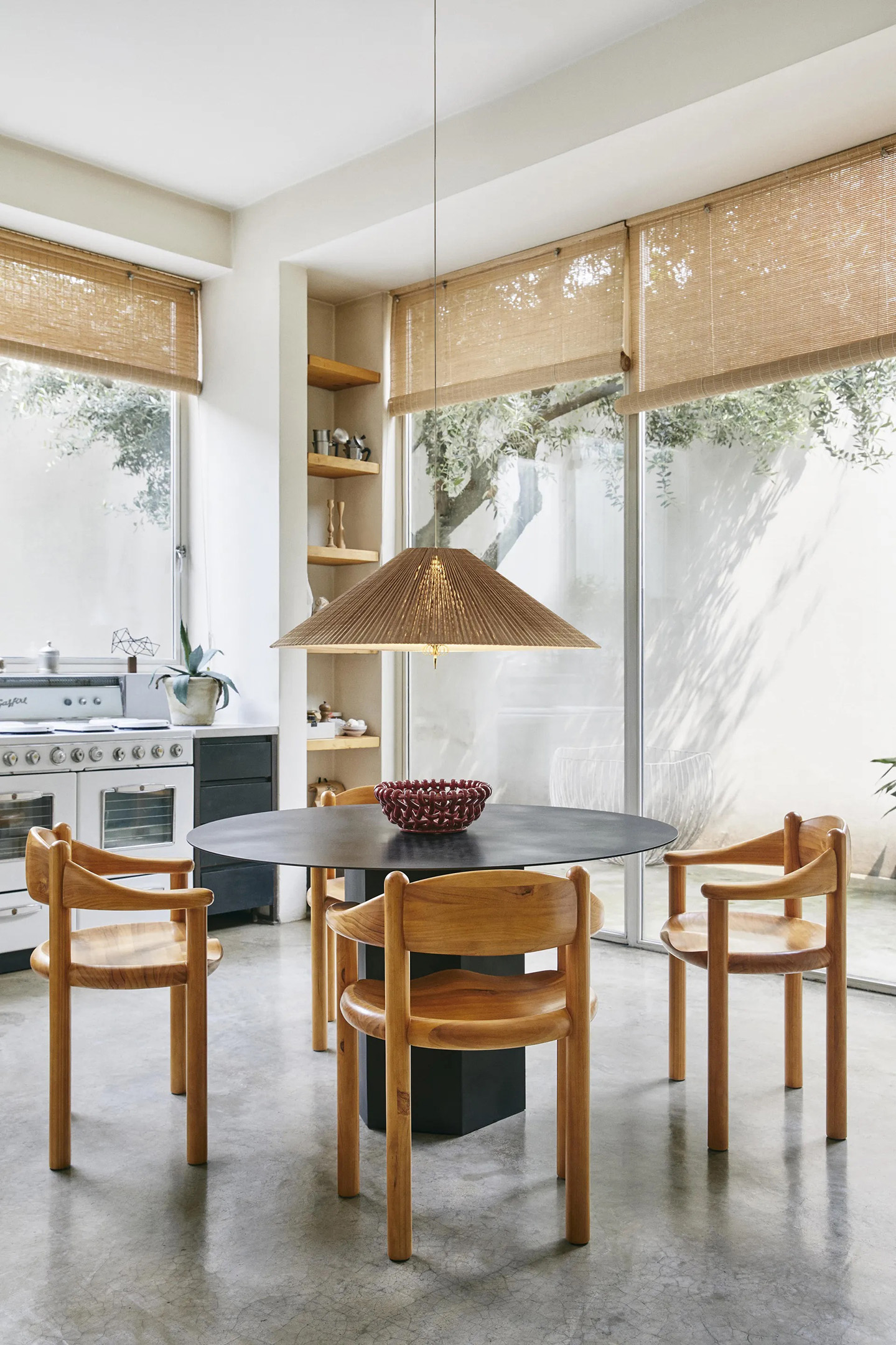 1972 Pendant, Brass Base, Bamboo Shade