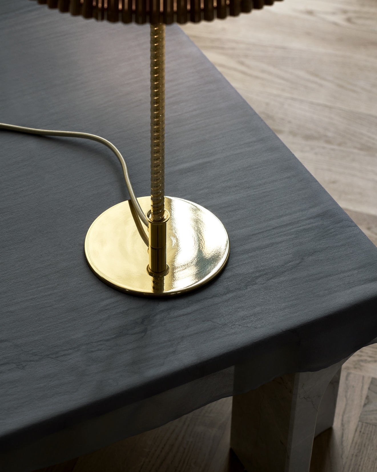 9205 Table Lamp, Brass Base, Bamboo Shade
