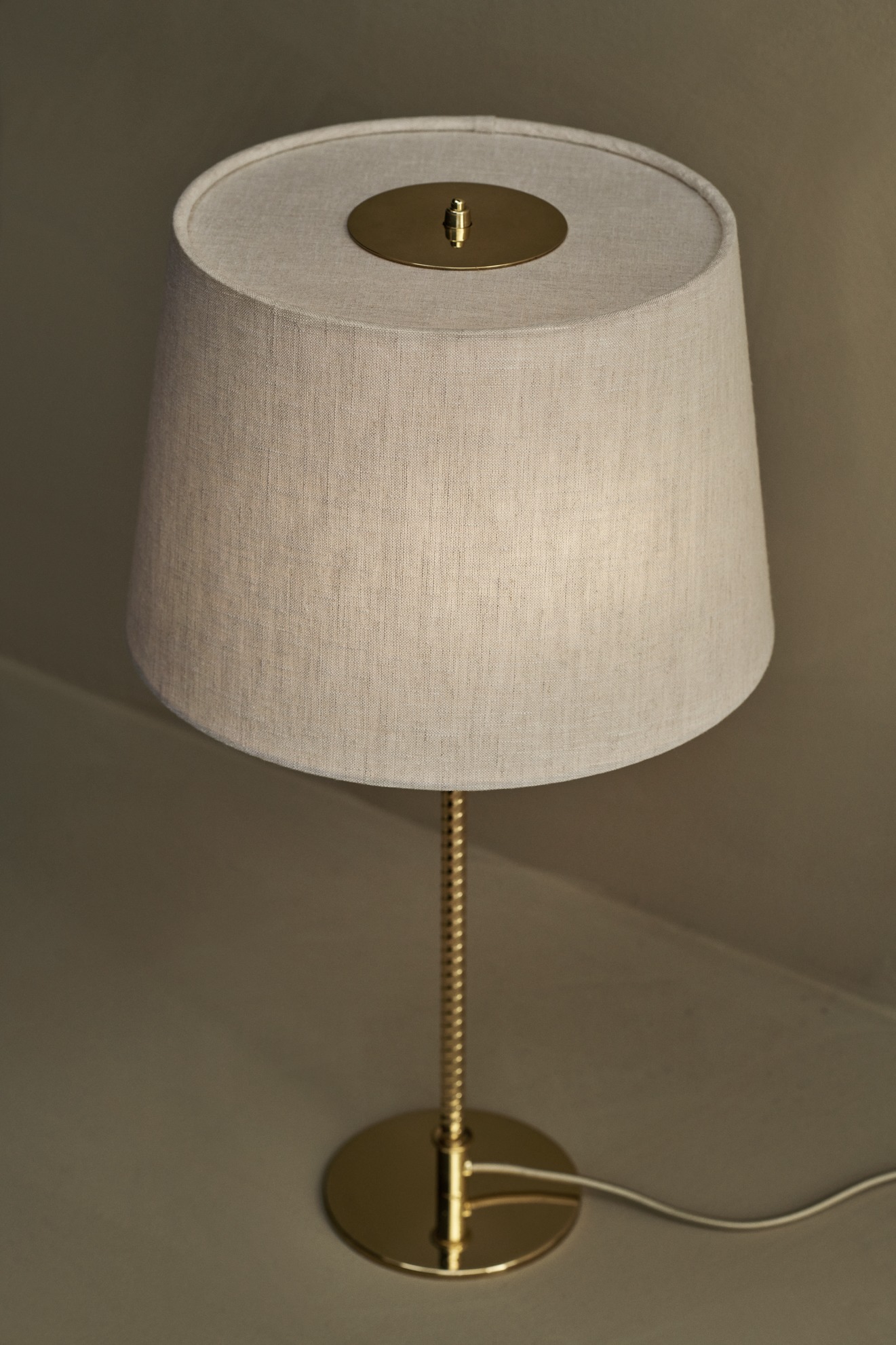 9205 Table Lamp, Brass Base, Canvas Shade