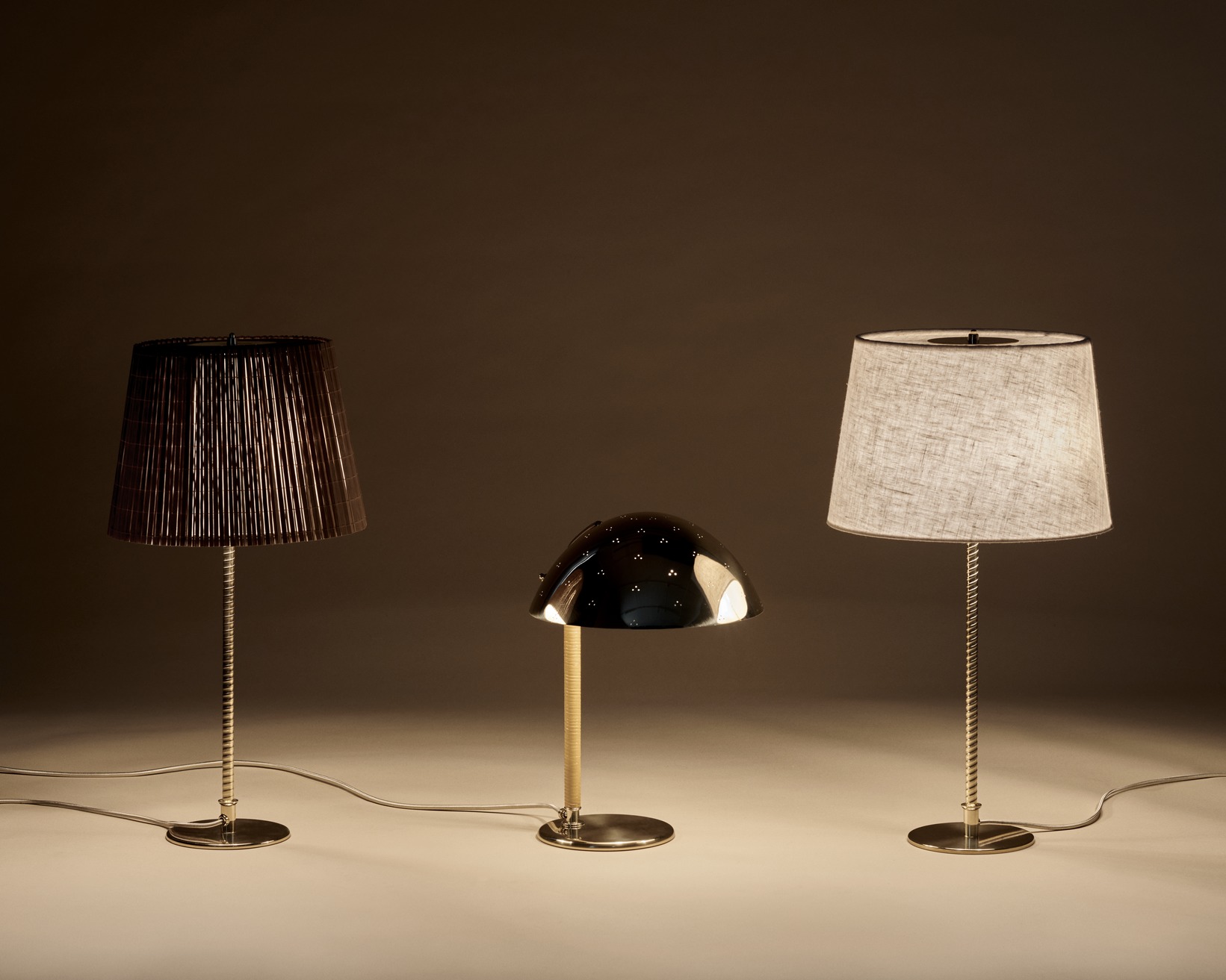 9205 Table Lamp, Brass Base, Canvas Shade