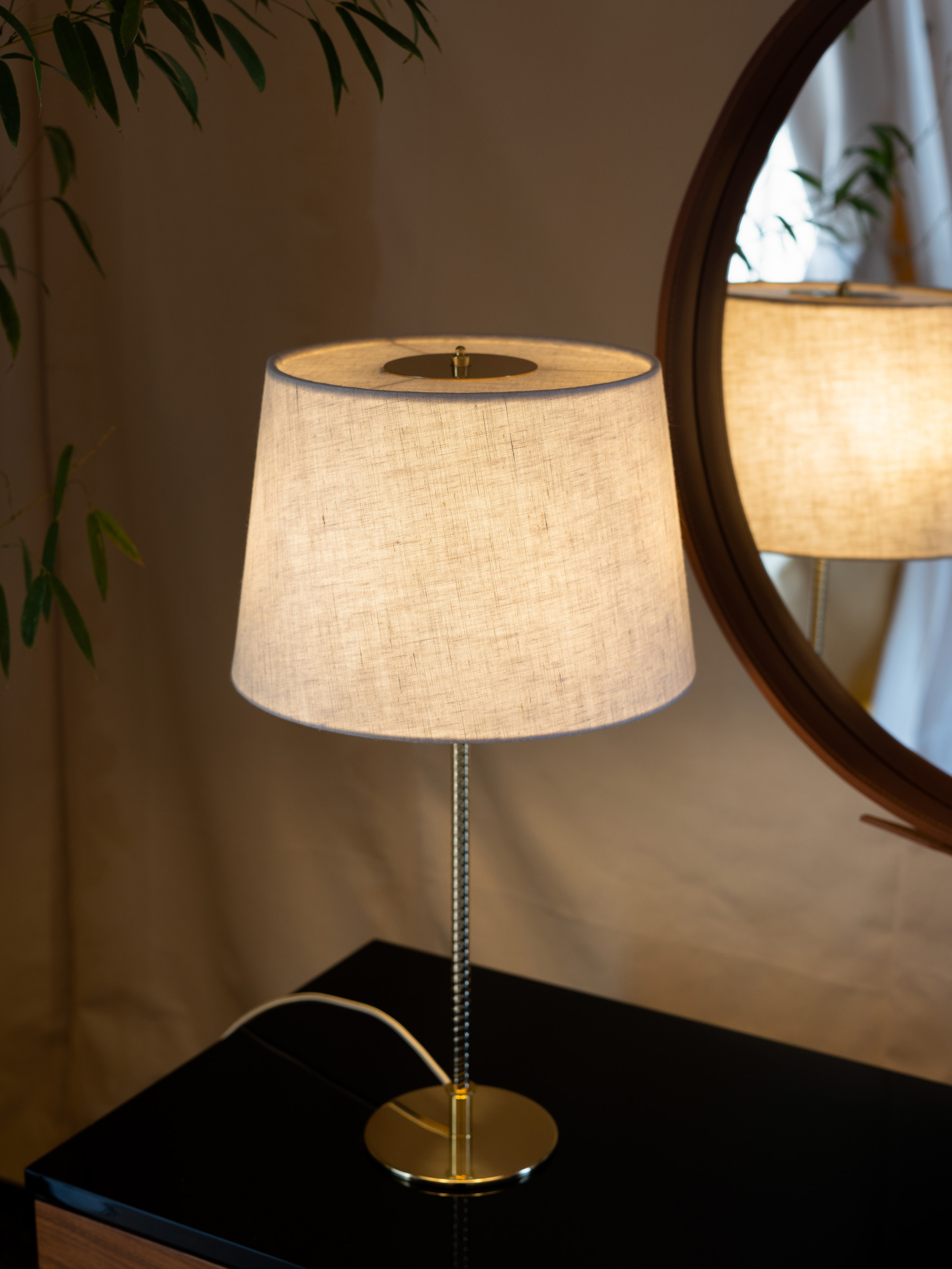 9205 Table Lamp, Brass Base, Canvas Shade