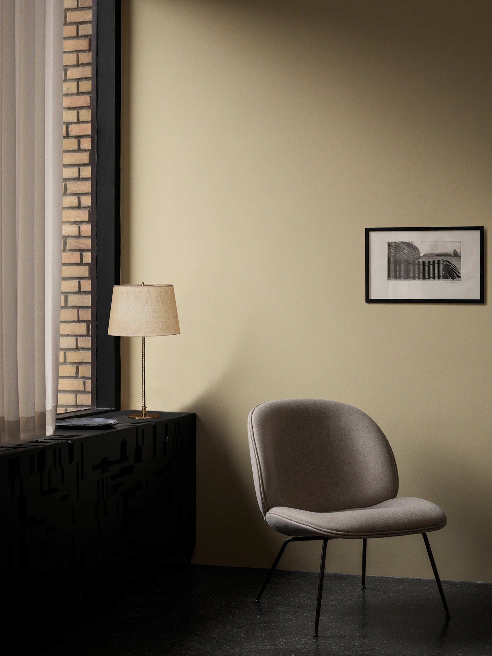 9205 Table Lamp, Brass Base, Canvas Shade