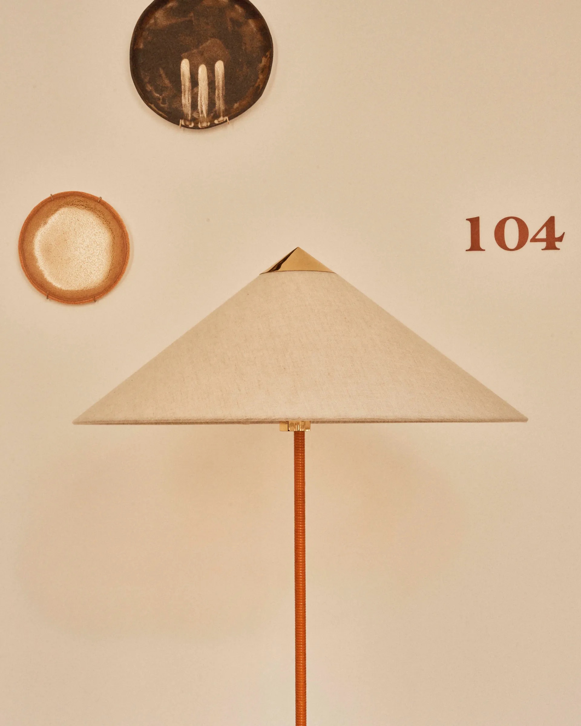 9602 Floor Lamp, Brass Base, Canvas Shade