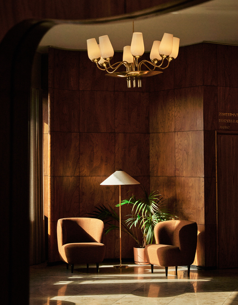 9602 Floor Lamp, Brass Base, Canvas Shade