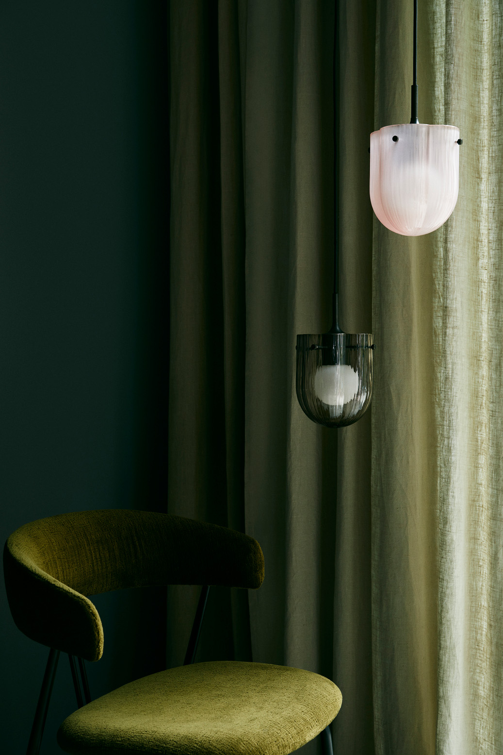 Seine Pendant, Antique Brass Base, Smoke Shade