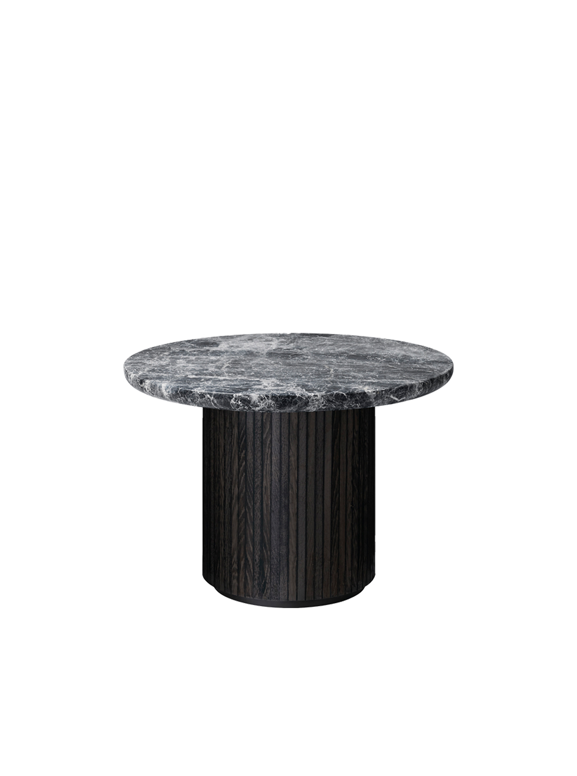 Moon Coffee Table, Ø60, Grey Emperador Marble Top, Wood Base