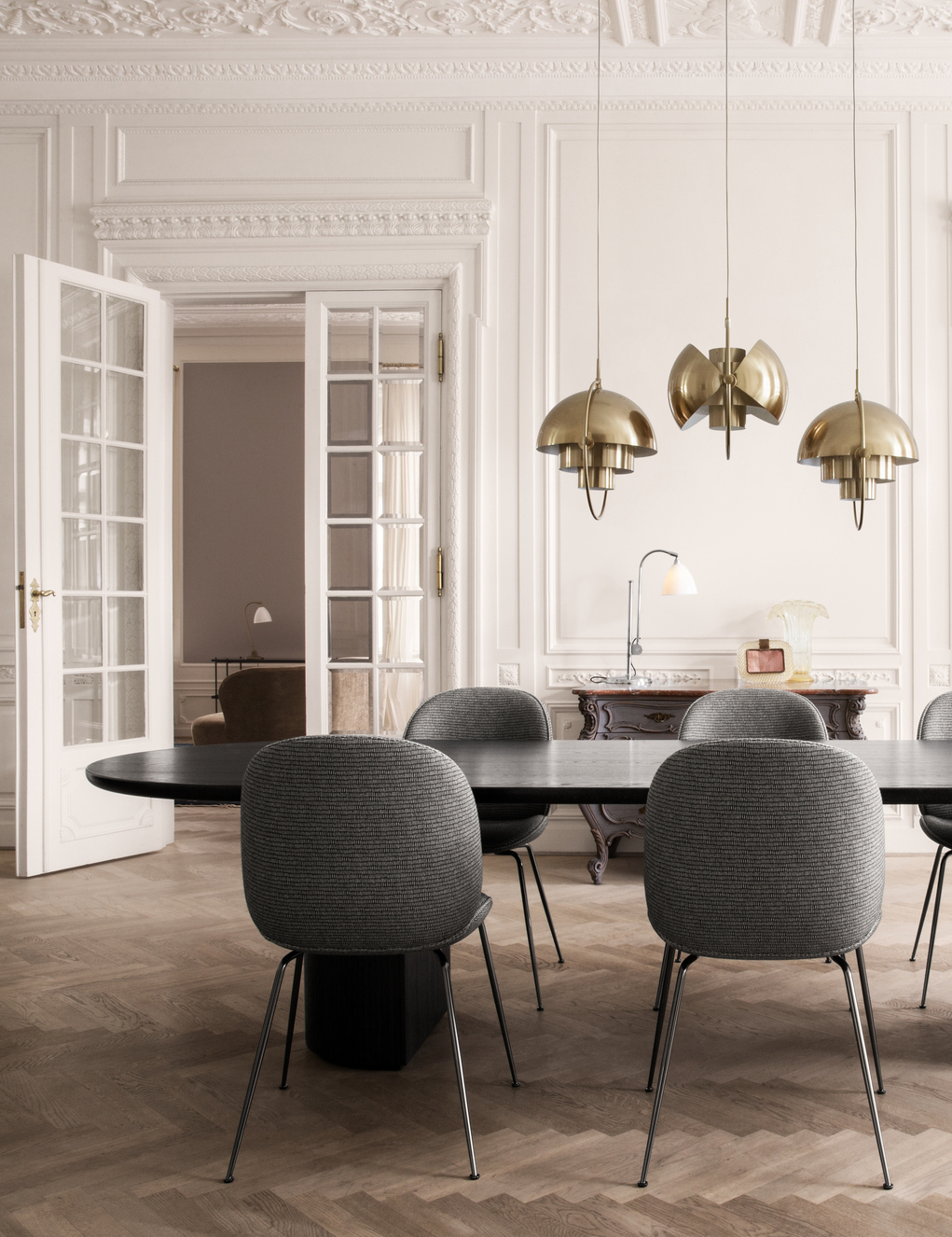 Moon Dining Table, Elliptical, 290×105, Wood Top & Base