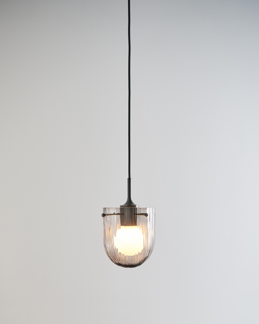 Seine Pendant, Antique Brass Base, Smoke Shade
