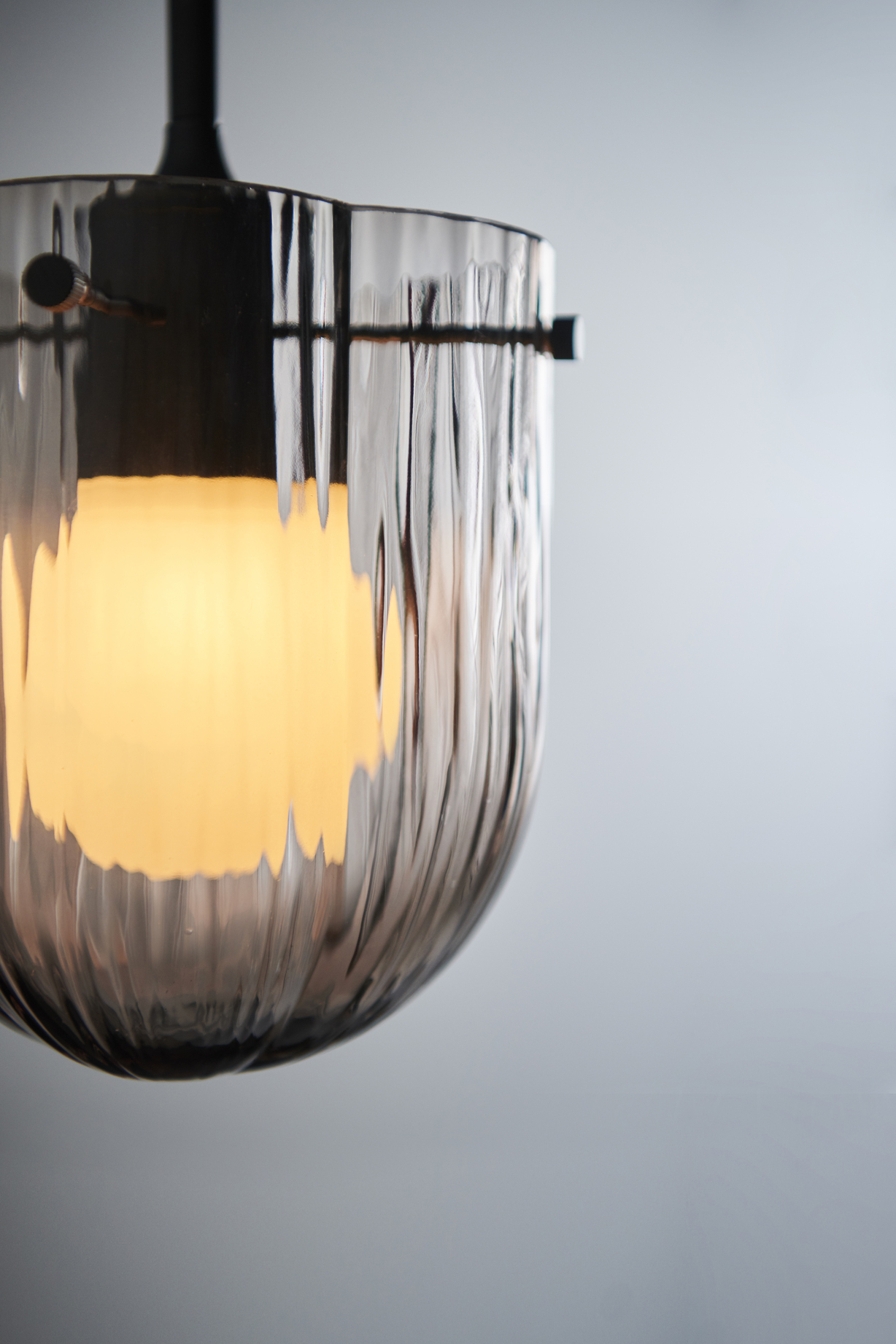Seine Pendant, Antique Brass Base, Smoke Shade