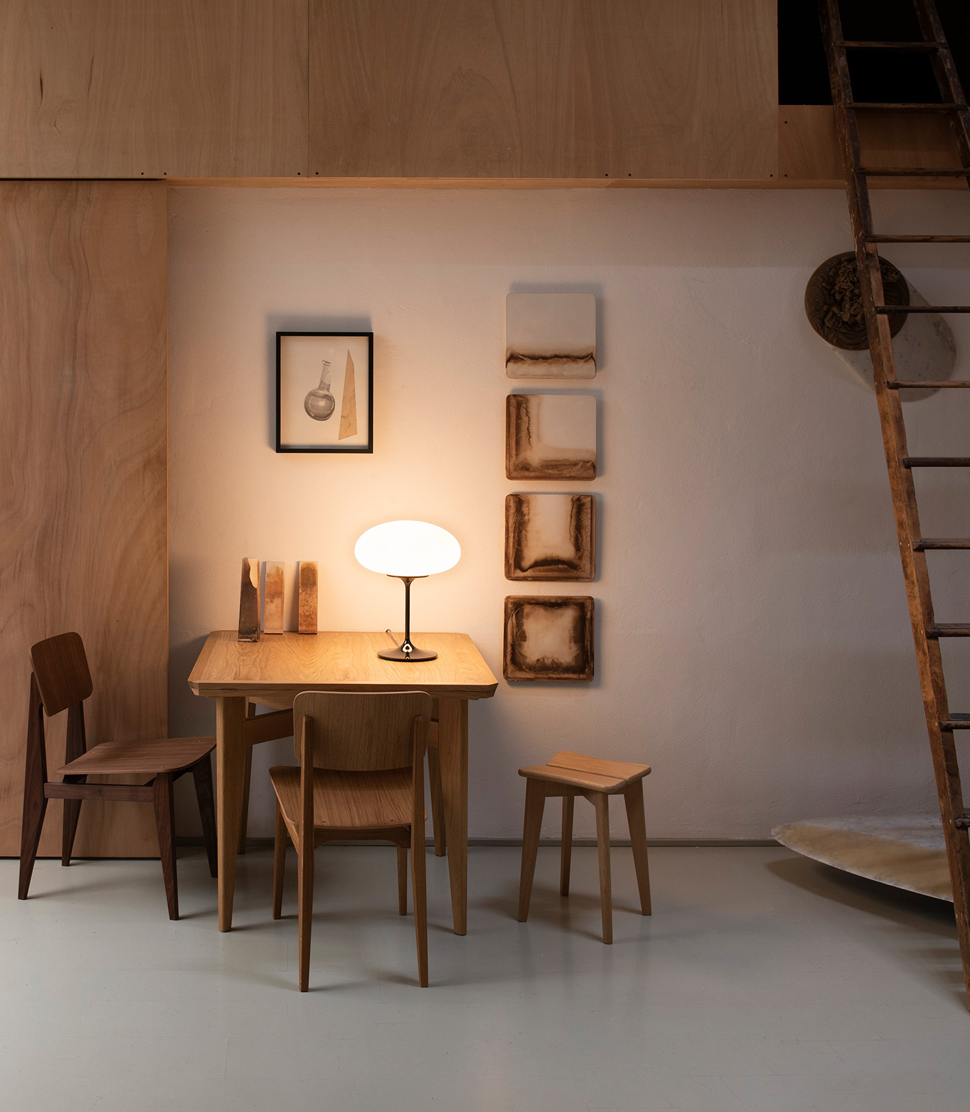 Stemlite Table Lamp, H42, Black Chrome Base