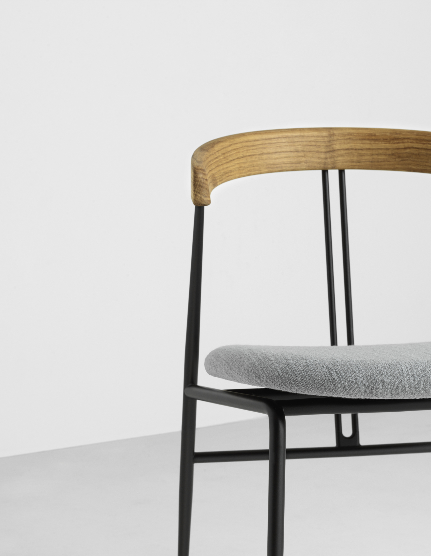 Violin Dining Chair, Seat Upholstered, Oak Backrest